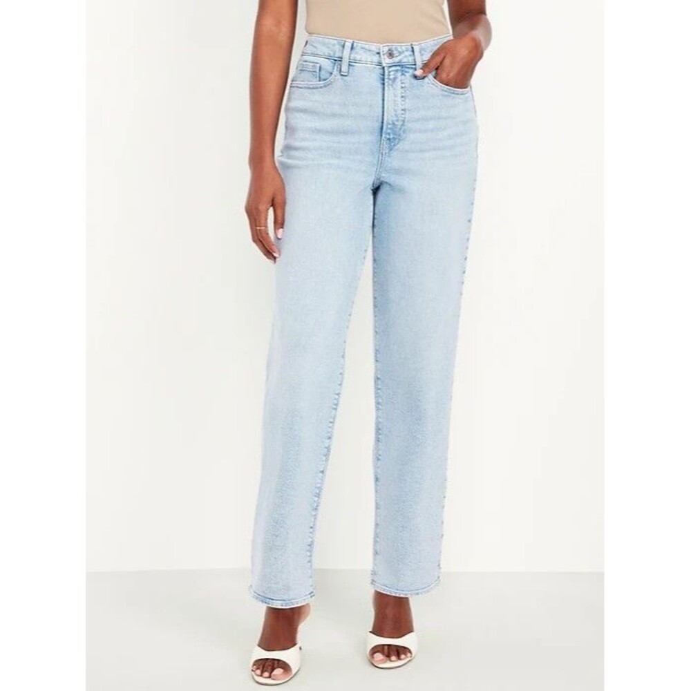 Old Navy High Rise Curvy OG Loose Jeans Womens 8 Petite Light Wash Stretch NEW